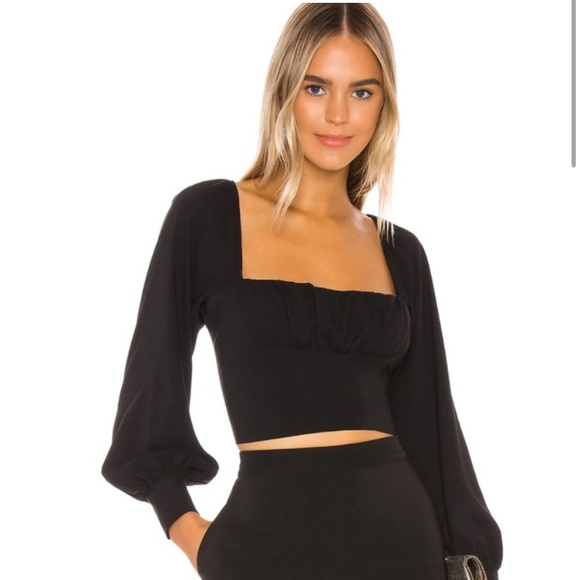 Capulet Florence Black Ruched Cropped Blouse - Picture 1 of 7